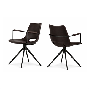 Cayman Stol m. Armlæn og drejefod / Mørkbrun læder